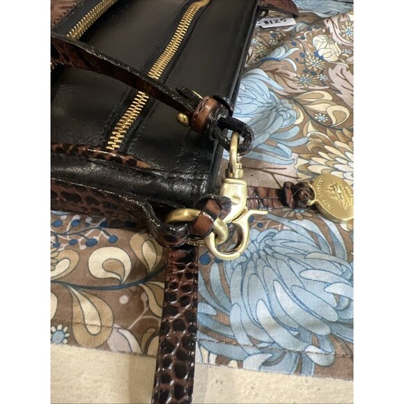 Brahmin Cleo Melbourne Croc Pecan Brown Crossbody Bag Purse - Picture 7 of 16